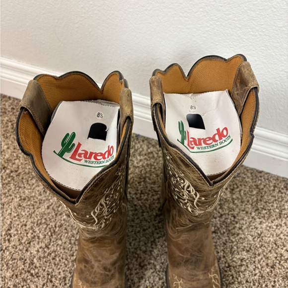 Laredo Jasmin Embroidered 12in Vine Embroidered Distressed Cowboy Boots 8.5 - Picture 6 of 7